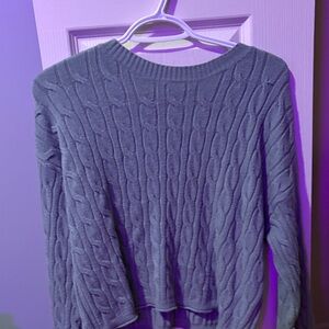 Calvin Klein Gray Cable-Knit Crewneck Sweater